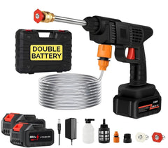 (Double Battery) Cordless Portable Wireless Pressure Washer Gun 48V 12000mAh High Pressure Water Gun for Car Wash and Bike Cleaning with Adjustable Nozzle and 5M Hose Pipe
