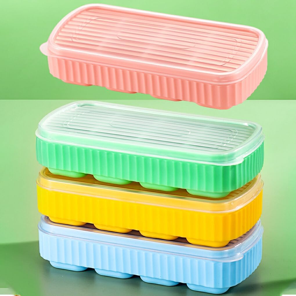 OyzekX Ice Cube Trays Silicone Ice Cube Molds, Easy-Release and Flexible Ice Trays BPA Free, for Whiskey Cocktail, Stackable and Safe Ice Cube Honeycomb Small Cubes Fridge Bar Soft Tray (8 Cavity)