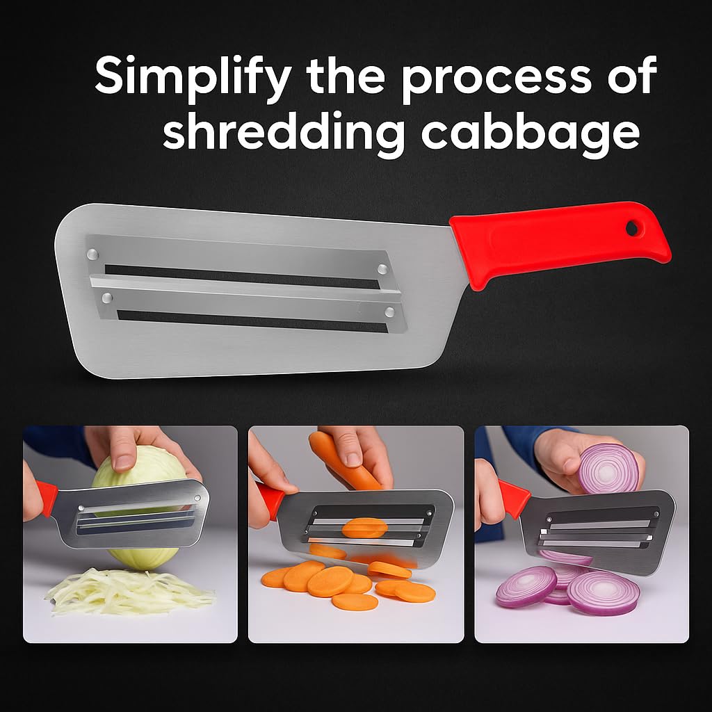 Modern Cabbage Shredder & Kitchen Grater – Stainless Steel Knife, Fruit Chopper, Coleslaw Cutter, Red Cabbage Slicer