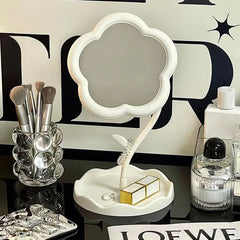 Flower-Shaped Decorative Rotatable Makeup Mirror for Desk
