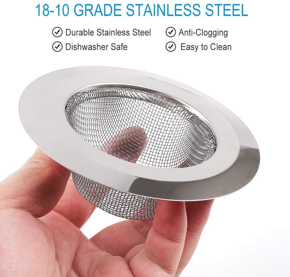 Stainless Steel Household Kitchen Sink Strainer Jali for Home Bathroom Kitchen Shower Blockage-Proof Hair Stoppers Drain Sink Colander Floor Drain