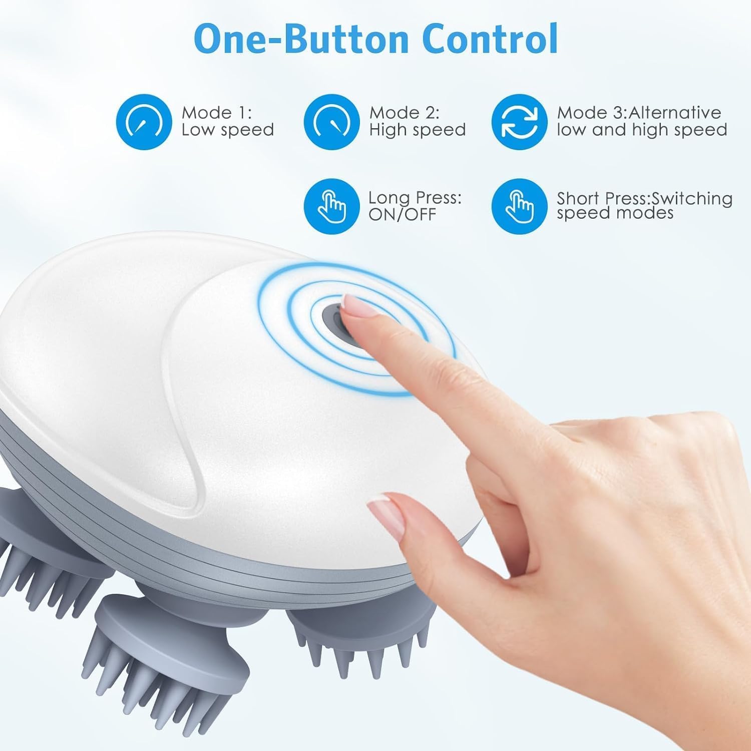 Gifts for Men Women Electric Scalp Massager, Hair Kneading Massager, Smart Head Massage Scalp with 4 Massage Heads Deep Clean and Stress Relax, Body Massager for Muscles Shoulder Calf