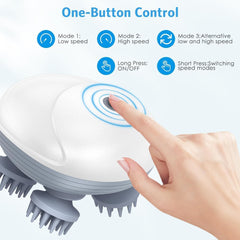 Gifts for Men Women Electric Scalp Massager, Hair Kneading Massager, Smart Head Massage Scalp with 4 Massage Heads Deep Clean and Stress Relax, Body Massager for Muscles Shoulder Calf