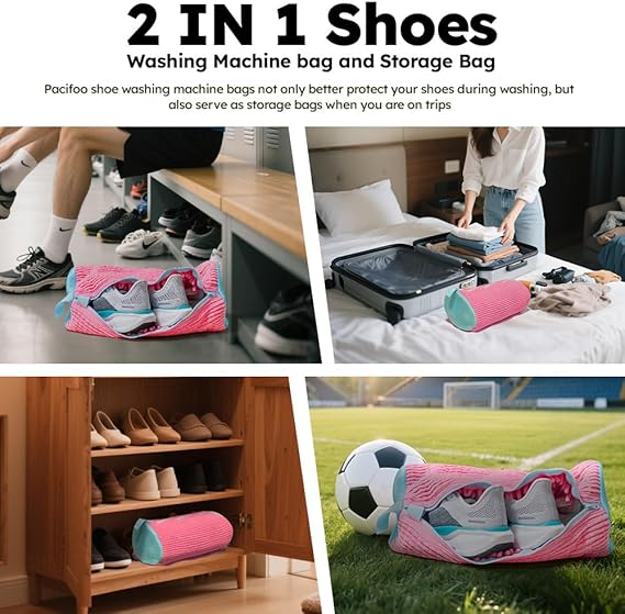 Shoe washing machine bag, Laundry shoe pouch for washer and dryer, Reusable and Durable Zipper Plush Washing Machine Bag for Sneakers, Delicates and Toys