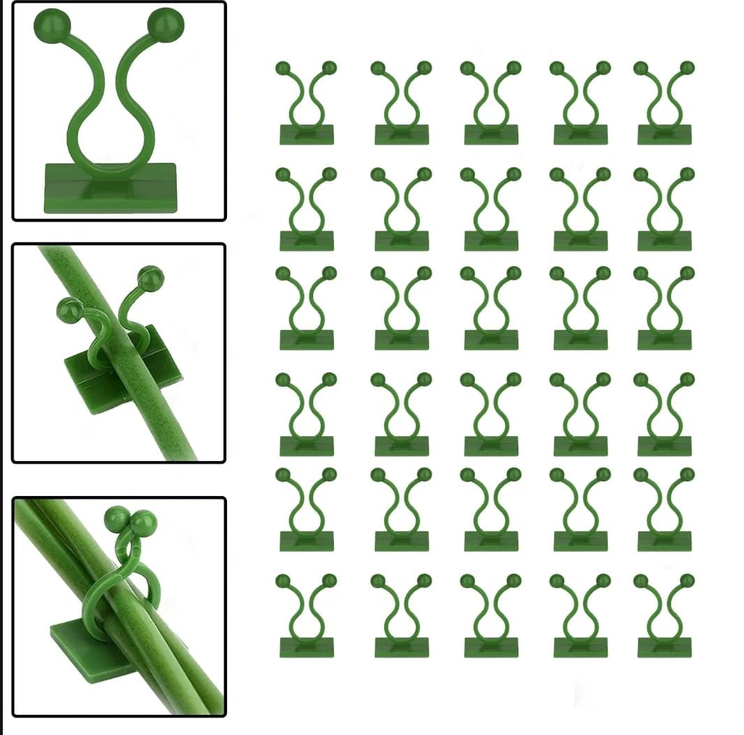 Wall Fixture Clips Plant Climbing Plant Fixer Self-Adhesive Hook Plant Vine Traction Invisible Wall Vines Fixture Wall Sticky Hook Vines Fixing Clip (Green)