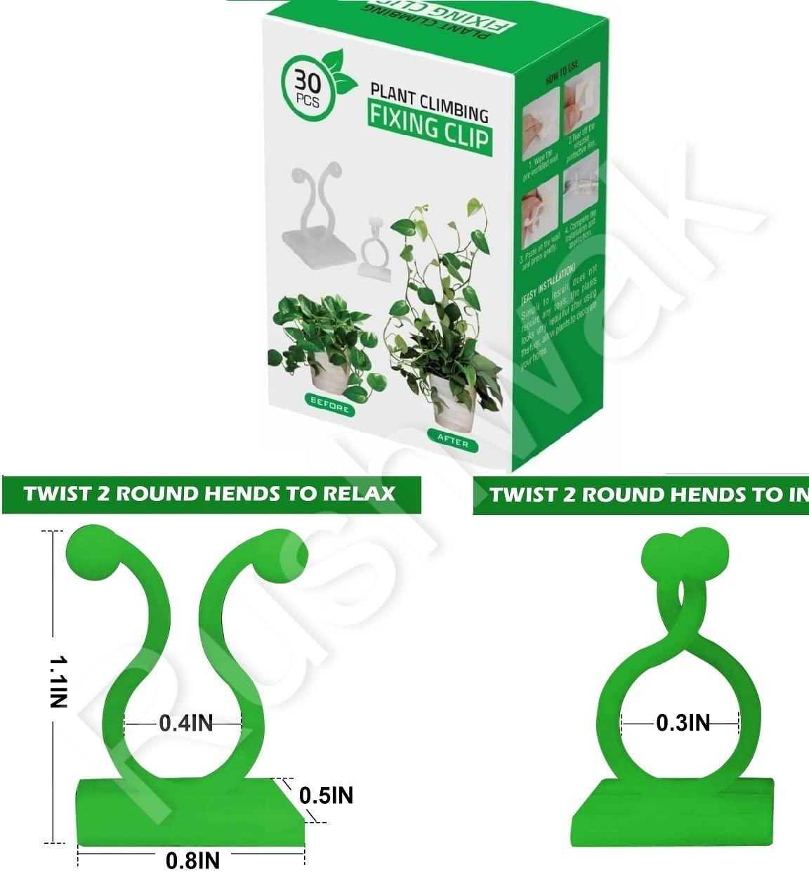 Wall Fixture Clips Plant Climbing Plant Fixer Self-Adhesive Hook Plant Vine Traction Invisible Wall Vines Fixture Wall Sticky Hook Vines Fixing Clip (Green)
