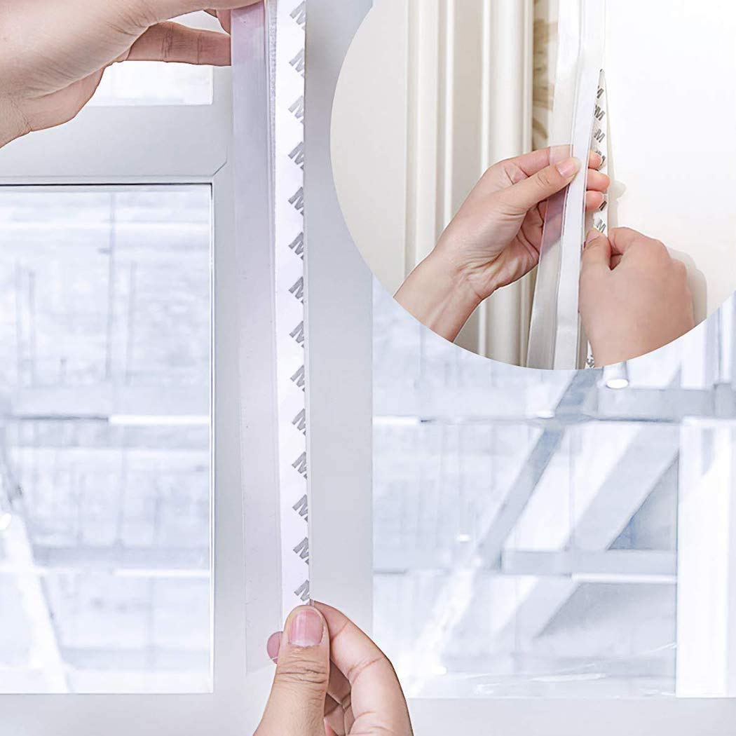 Silicone Door Seal Strips, Soundproof Weather Stripping Windproof Door, Self Adhesive Sealing Sticker for Window Gaps, Insect, Bottom of Side Door Tape for Home (3 Meter,White)