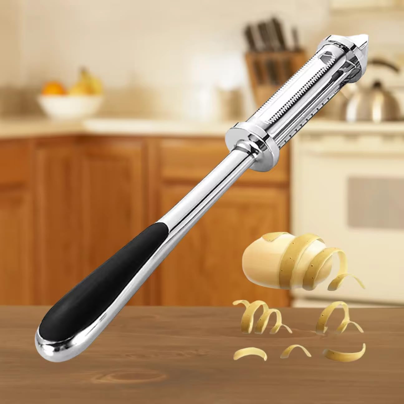 Stainless Steel Peeler for Vegetables and Fruits, 3 in 1 Peeler for Kitchen Multifunctional Double-Edged Julienne and Serrated Blades, Vegetable Peelers for Salad Preparation (Silver/Black)