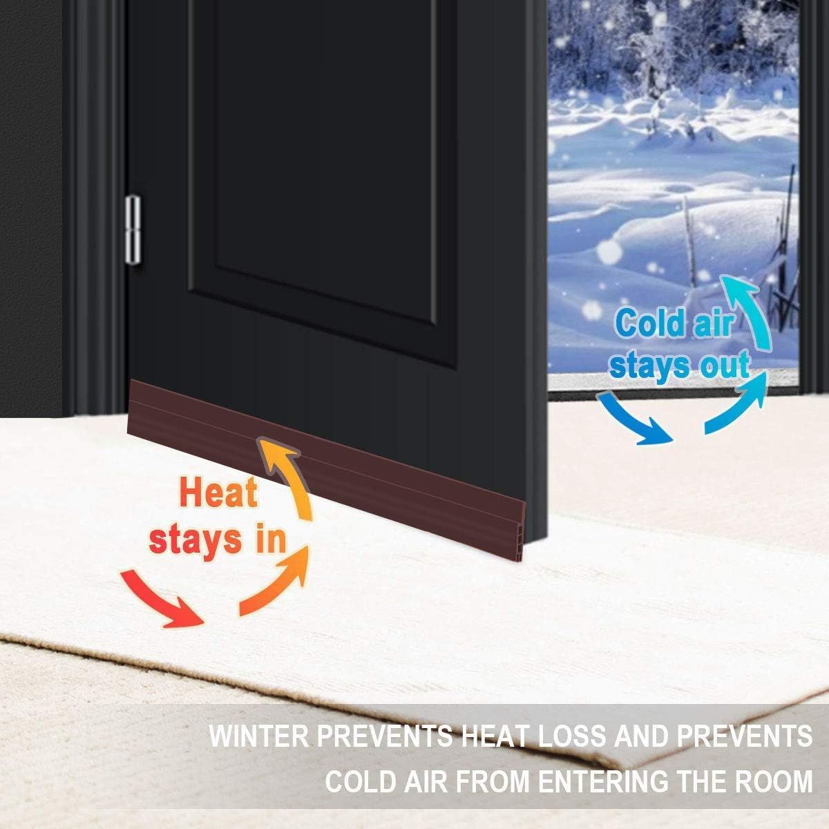 Silicon Bottom Sealing Strip Self Adhesive Door/Window Shield Tape Gap Filler Door Bottom Sealing Strip Guard Draft Stopper for Air Gap Cockroach, Insect, Bugs, Air & Dust (Brown)