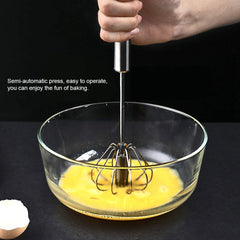 Kitchen Manual Hand Blender Automatic Egg Beater & Stirring Stainless Steel Rotating Push Whisks Mixer For Kitchen Baking/Lassi/Butter Milk Frother/Cream/Madhani/Coffee/Cake Mixing/Restaurant