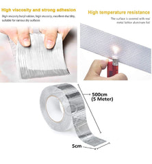 Aluminum Foil Waterproof Leakage Repair Tape for Surface Crack, Roof, Pipe Strong Adhesive Sealing Butyl Rubber Tape (2 inch, 5cm)