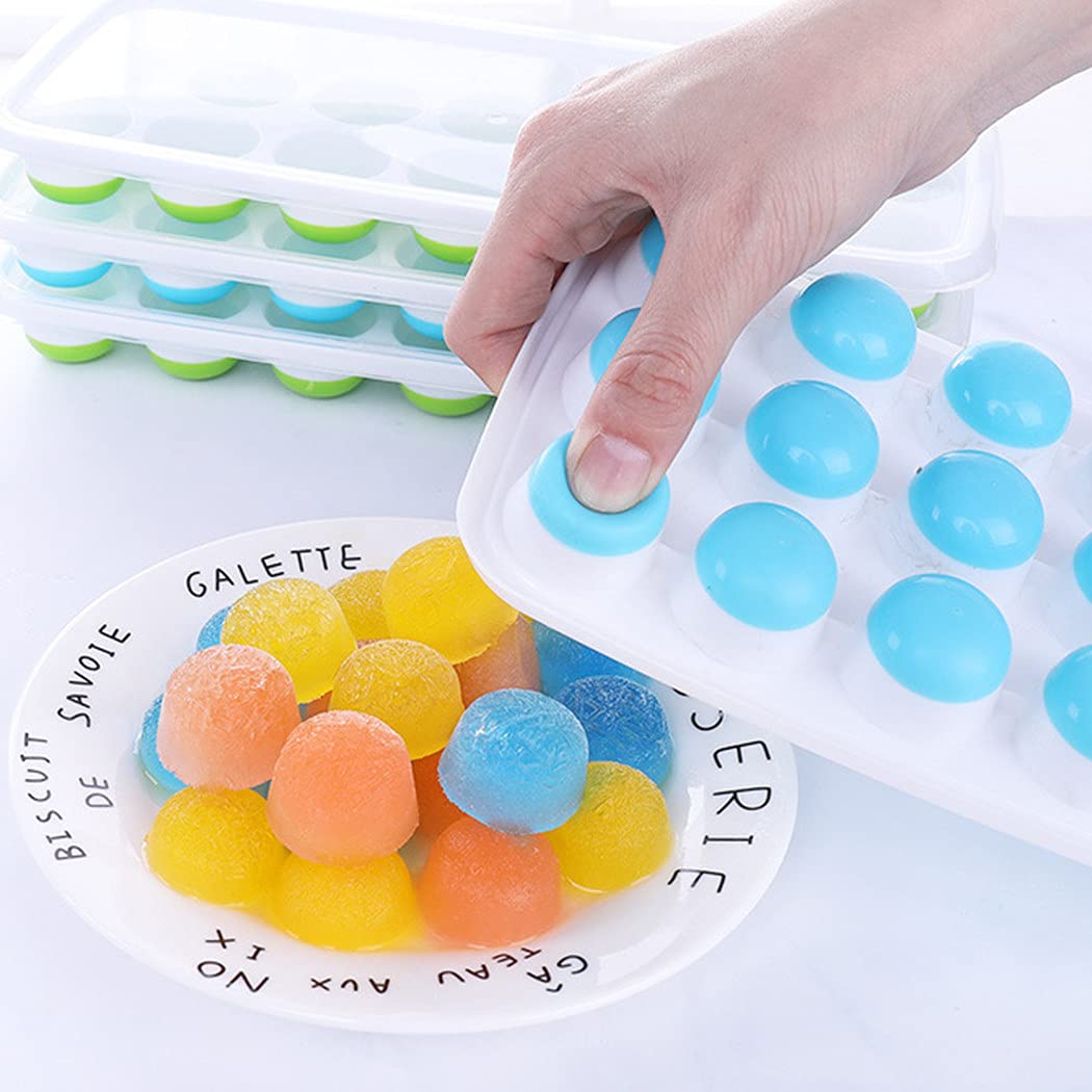 OyzekX Ice Cube Trays Silicone Ice Cube Molds, Easy-Release and Flexible Ice Trays BPA Free, for Whiskey Cocktail, Stackable and Safe Ice Cube Honeycomb Small Cubes Fridge Bar Soft Tray (21 Cavity, 2pc Set)