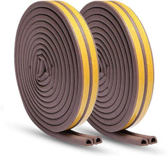 Door Seal D-Type Strip Weather Stripping Self Adhesive Foam for Doors and Windows, Soundproofing Weathers trip Gap Collision Avoidance (Pack of 2, Brown) (2)