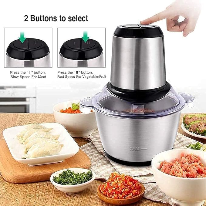 Stainless Steel Electric Meat Grinders with Bowl for Heavy Kitchen Food Chopper(2 Liter)