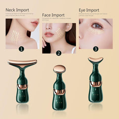 Facial Massager for Face and Neck, 3-in-1 Face Massager for Women, Anti Wrinkle & Aging Facial and Neck Massage Kit with 3 Massage Modes for Skin Care,Improve,Firm,Tightening and Smooth (Green)