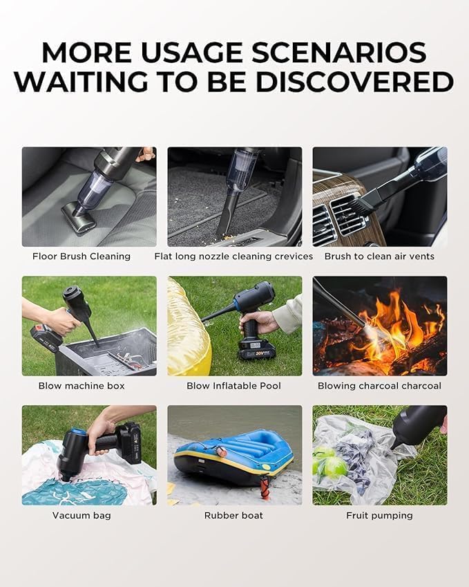 Portable Car Vacuum Cleaner with Blower | USB Rechargeable Wireless Handheld Cleaner Traveling ,Portable ,Rechargeable  (4inn1)