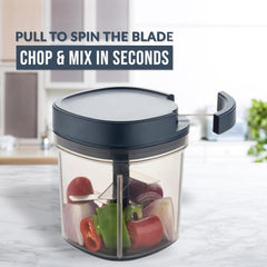 Black Dori Pull Hand Master Chopper Manual Quick Onion Chopper for Kitchen 900ml Multipurpose Vegetable Fruit Handy Cutter Machine with Stainless Steel Blade | 1 Jar | Black