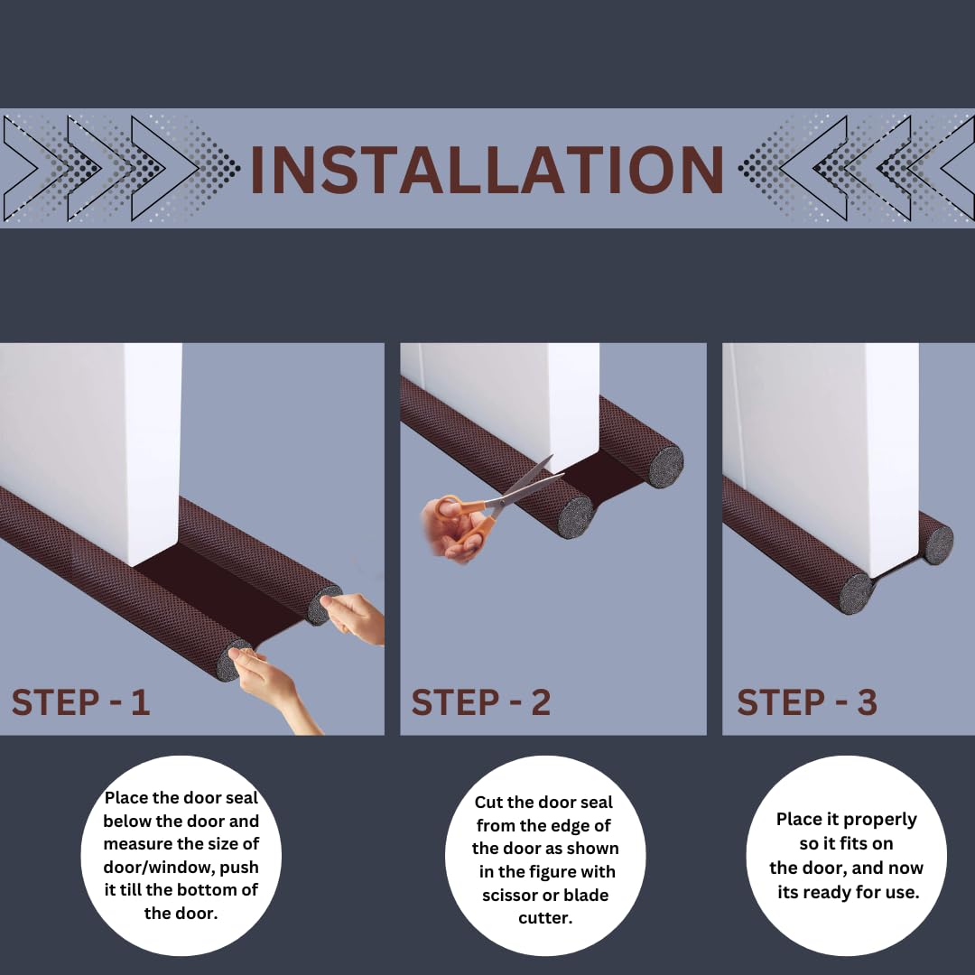 Door Bottom Sealing Strip Guard for Home | (39 inches) | Door Stoppers | Door Seal | Door Closers | Sound-Proof Reduce Noise Energy Saving Weather Stripping | Waterproof - Brown (Pack of 2)
