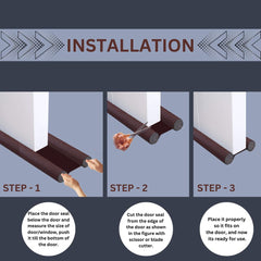 Door Bottom Sealing Strip Guard for Home | (39 inches) | Door Stoppers | Door Seal | Door Closers | Sound-Proof Reduce Noise Energy Saving Weather Stripping | Waterproof - Brown (Pack of 2)