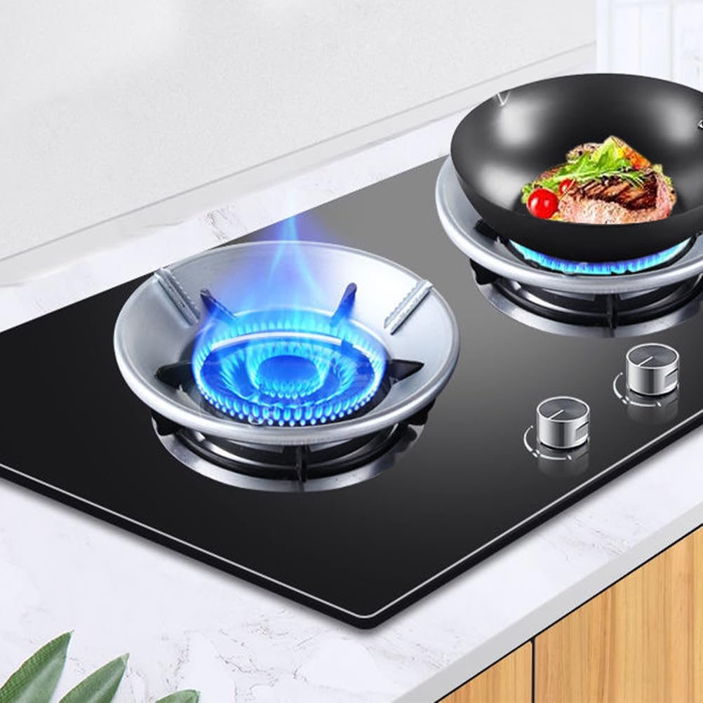 Gas Saver Burner Stand for Kitchen | Free 2 Steel Straws | Windproof, Anti Rust & Skid Design, High Temp Resistant | Metal | with 4 Supported Legs | Universal Fitting | Chula