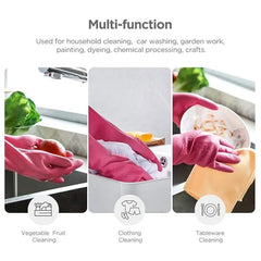 Dishwashing Gloves, Reusable Kitchen,Household and Industrial Cleaning Gloves(pink)