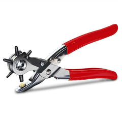 Punch Hole Pliers: Metal Hand Tool with Revolving Heavy-Duty Puncher for Leather Craft, Belts, Watch Bands, Bags, Dog Collars and Fabric (Revolving Punch)