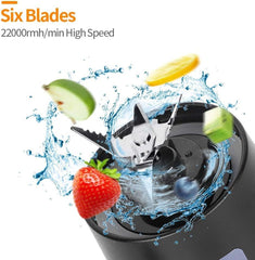 Blender For Smoothie And Juices & Protein Shakes | 6 Blade Usb Rechargeable Fruit Juicer for Gym, Office, School, Outdoor, Picnic, Travel | built-in Jar (Black)