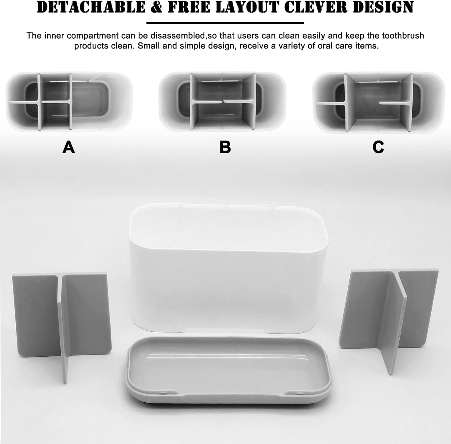 Razor Shaving Kit and Toiletries Cosmetics Organizer,Toothbrush Caddy, Bathroom Toothbrush Toothpaste Tube Holders Organizer Container Stand Storage Box for Easy-Store (Grey)