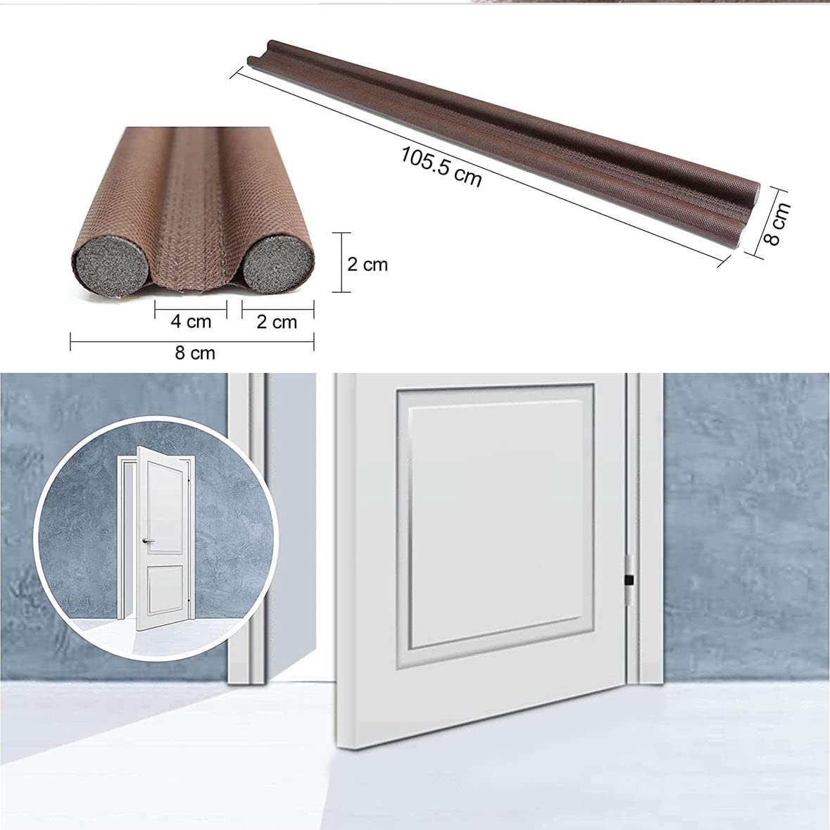 Door Bottom Sealing Strip Guard for Home | (39 inches) | Door Stoppers | Door Seal | Door Closers | Sound-Proof Reduce Noise Energy Saving Weather Stripping | Waterproof - Brown (Pack of 2)