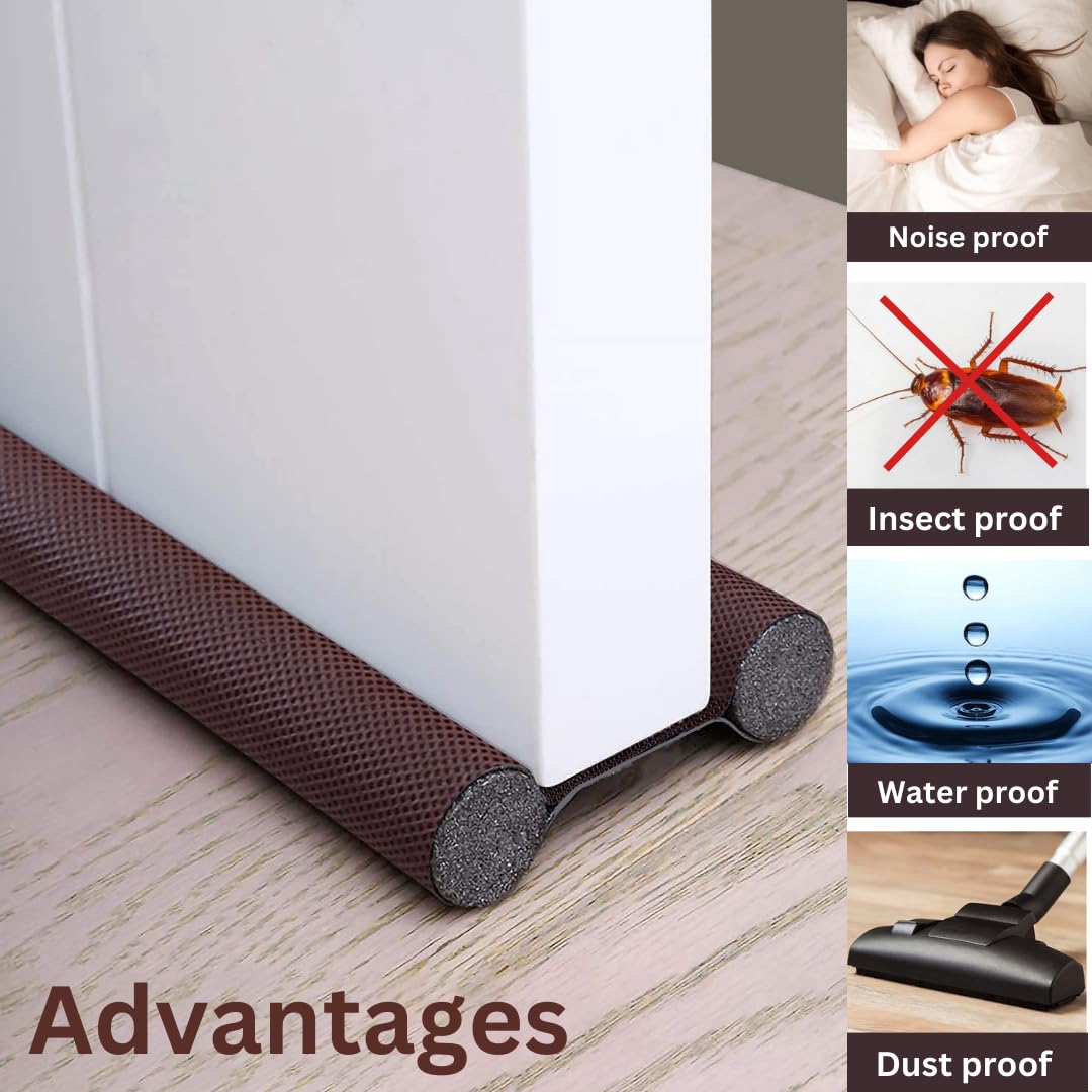 Door Bottom Sealing Strip Guard for Home | (39 inches) | Door Stoppers | Door Seal | Door Closers | Sound-Proof Reduce Noise Energy Saving Weather Stripping | Waterproof - Brown (Pack of 2)