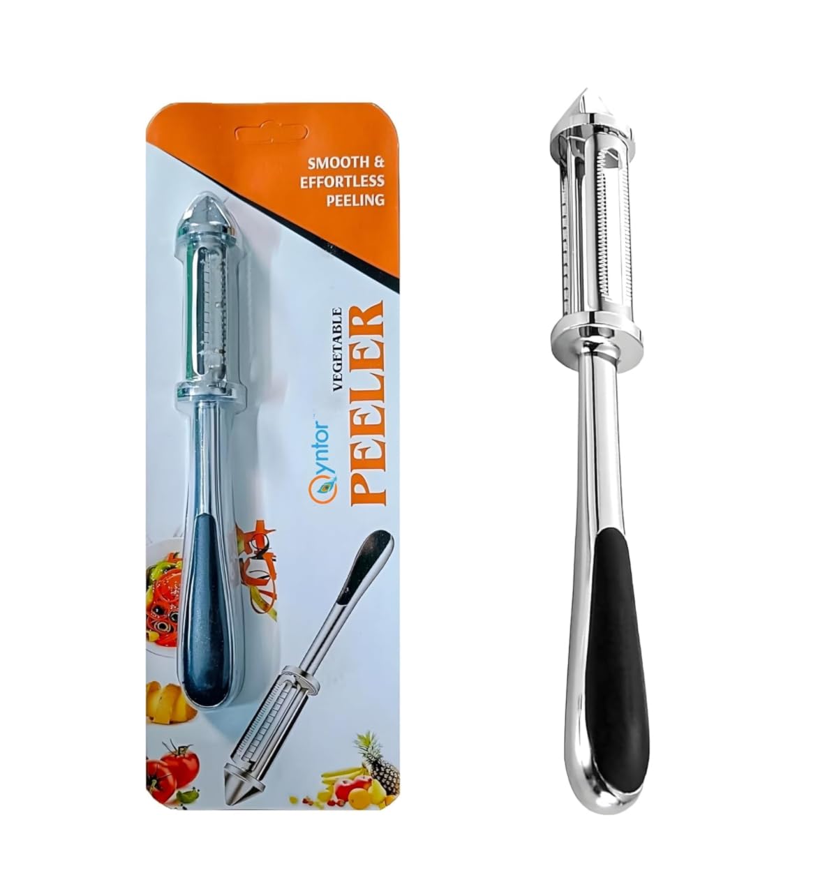 Stainless Steel Peeler for Vegetables and Fruits, 3 in 1 Peeler for Kitchen Multifunctional Double-Edged Julienne and Serrated Blades, Vegetable Peelers for Salad Preparation (Silver/Black)