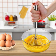 Kitchen Manual Hand Blender Automatic Egg Beater & Stirring Stainless Steel Rotating Push Whisks Mixer For Kitchen Baking/Lassi/Butter Milk Frother/Cream/Madhani/Coffee/Cake Mixing/Restaurant