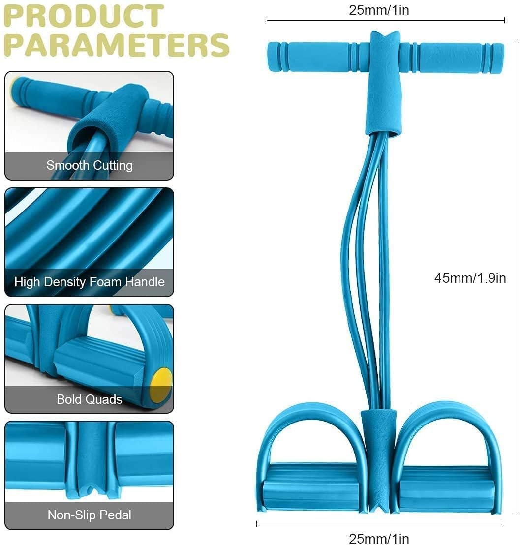 Pull Reducer Training Bands Natural Rubber 4 Tubes Body Trimmer Pedal Exerciser Yoga Crossfit Exercise, Arm Exercise, Tummy Body Building Training Men and Women