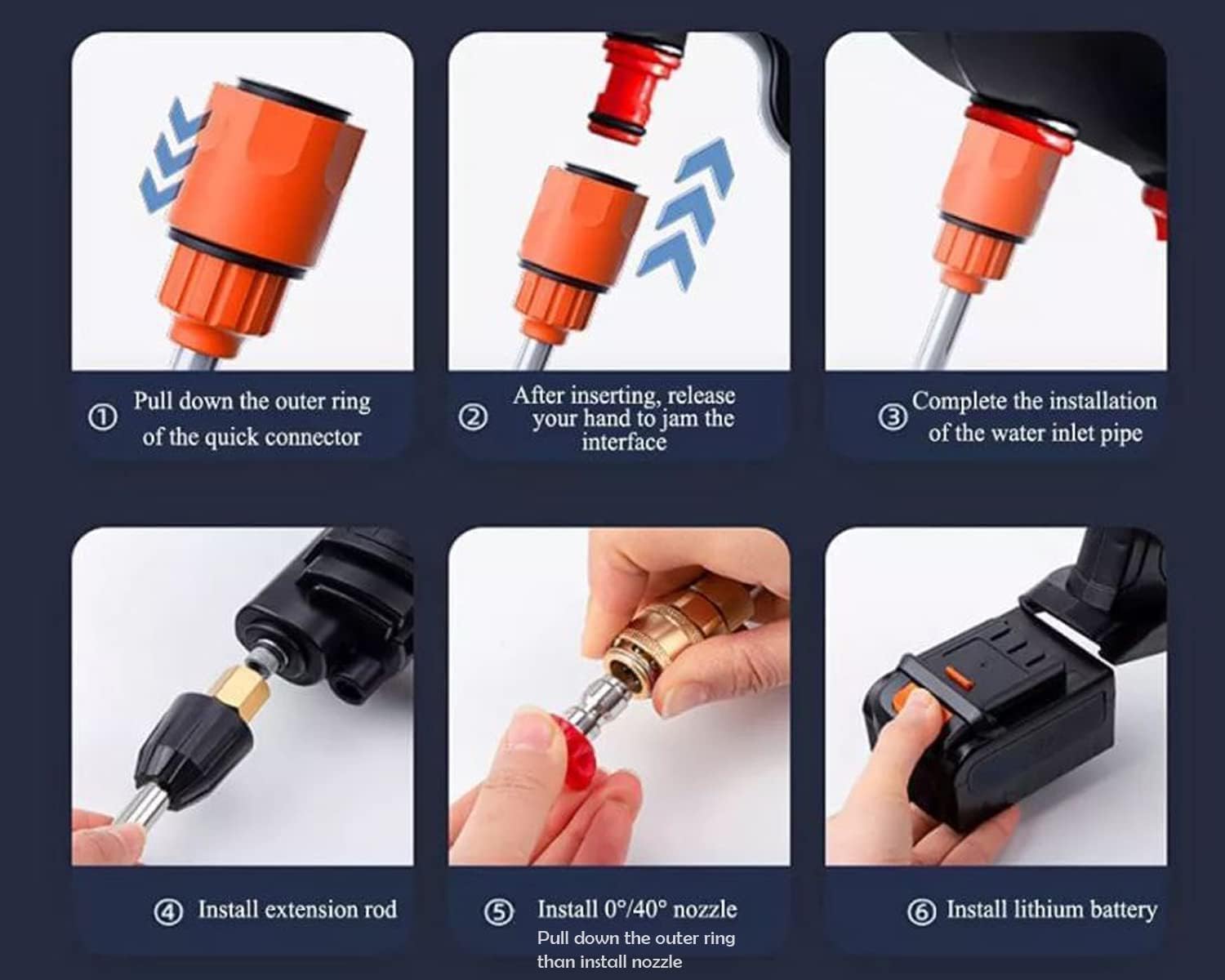 (Double Battery) Cordless Portable Wireless Pressure Washer Gun 48V 12000mAh High Pressure Water Gun for Car Wash and Bike Cleaning with Adjustable Nozzle and 5M Hose Pipe