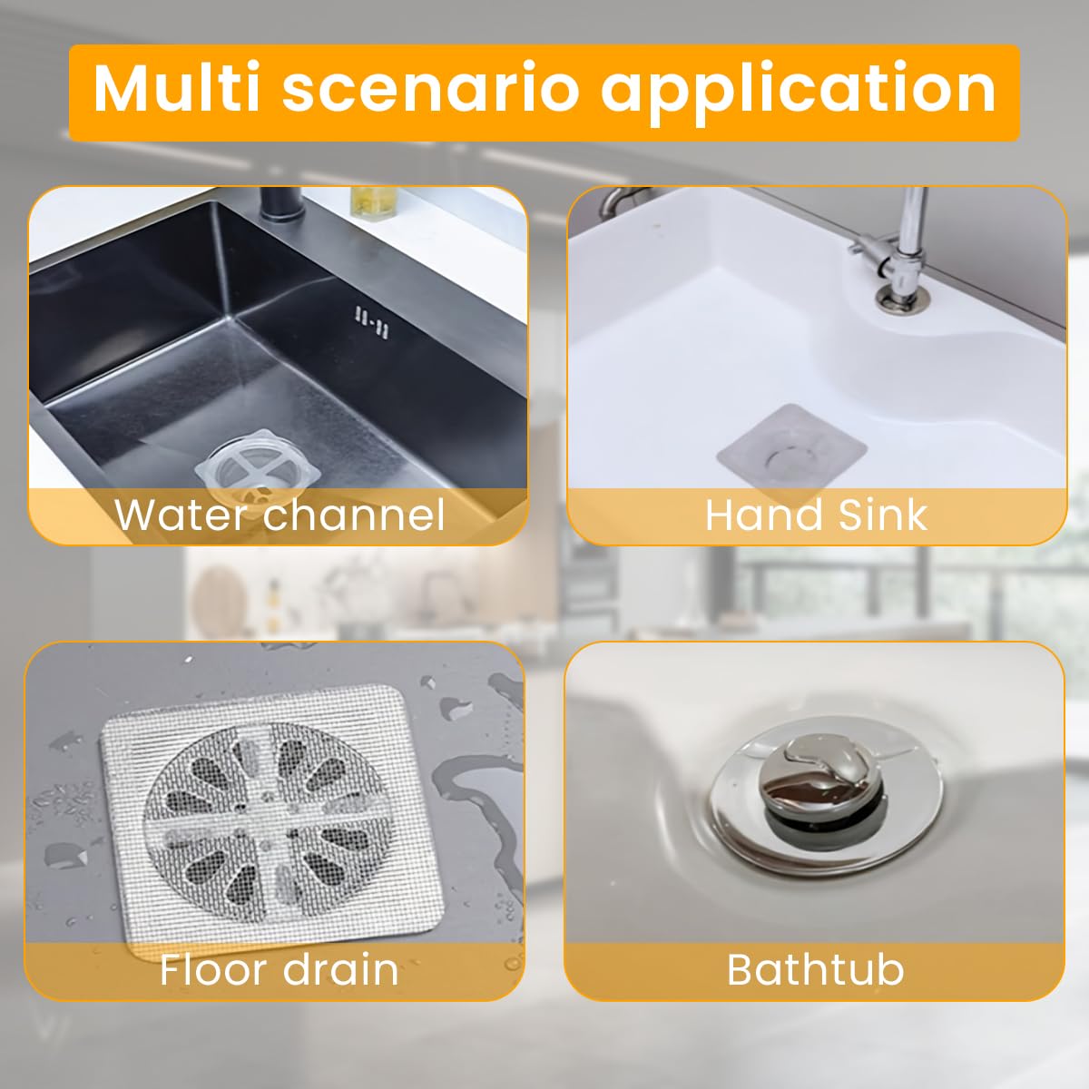 Disposable Shower Drain Hair Catcher, Drain Hair Catcher Waterproof Mesh Stickers for Bathroom Accessories, Apartment Essentials for Kitchen, Sink, Bathtub (10 pcs)