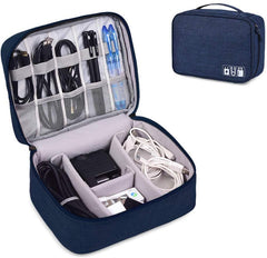 Gadget Organizer Electronics Accessories Organizer Bag, Universal Carry Travel Gadget Bag for Cables, Plug and More, Perfect Size Fits for Pad Phone Charger Hard Disk (Blue)