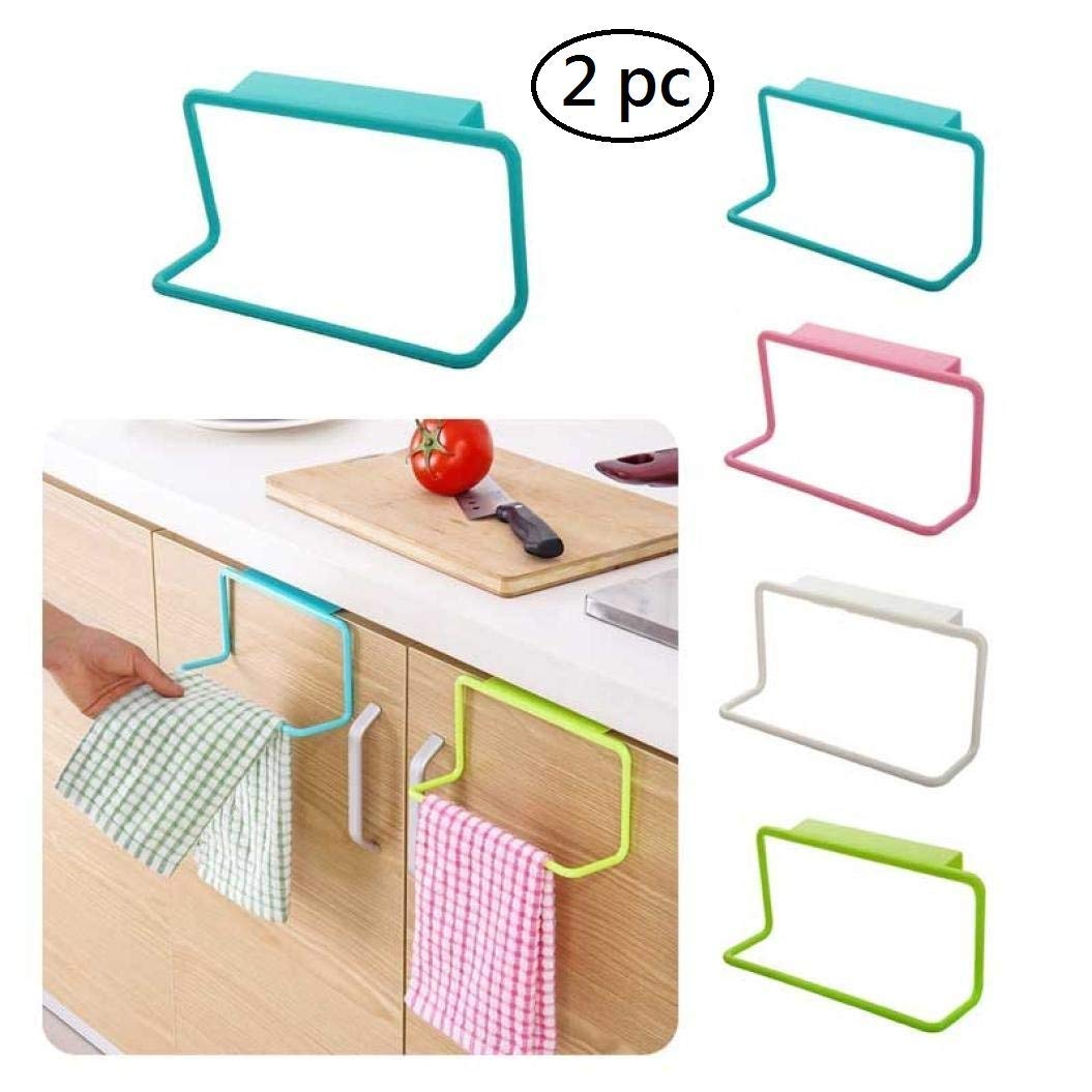 Towel Hanger Wall Mounted Rectangular Plastic Towel Holder Ring for Bathroom/Towel Stand/Wash Basin/Napkin - Self-Adhesive Towel Hanger with Strong Hold Magic Sticker