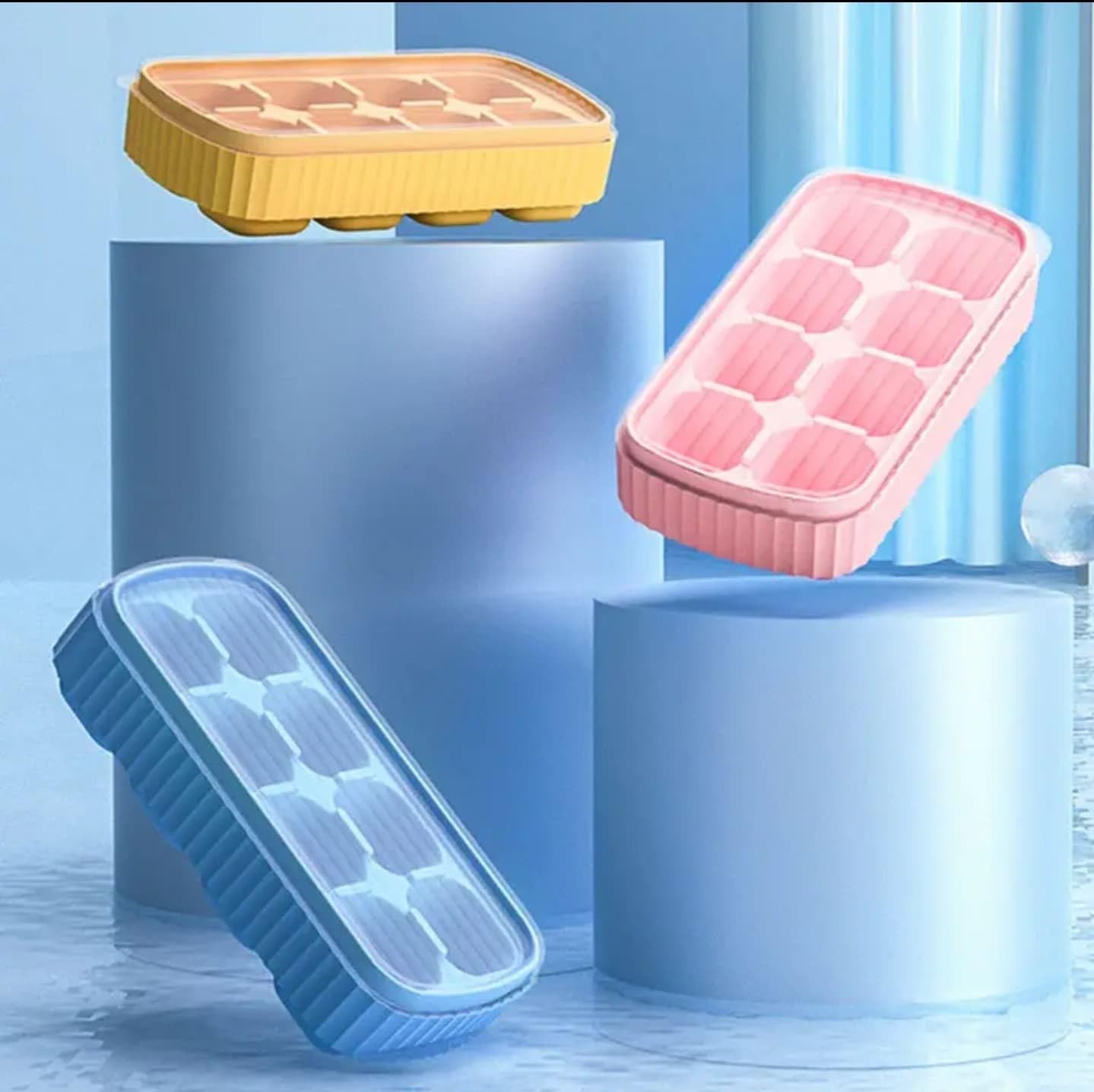 OyzekX Ice Cube Trays Silicone Ice Cube Molds, Easy-Release and Flexible Ice Trays BPA Free, for Whiskey Cocktail, Stackable and Safe Ice Cube Honeycomb Small Cubes Fridge Bar Soft Tray (8 Cavity)
