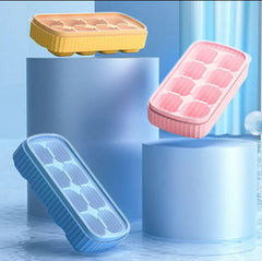 OyzekX Ice Cube Trays Silicone Ice Cube Molds, Easy-Release and Flexible Ice Trays BPA Free, for Whiskey Cocktail, Stackable and Safe Ice Cube Honeycomb Small Cubes Fridge Bar Soft Tray (8 Cavity)