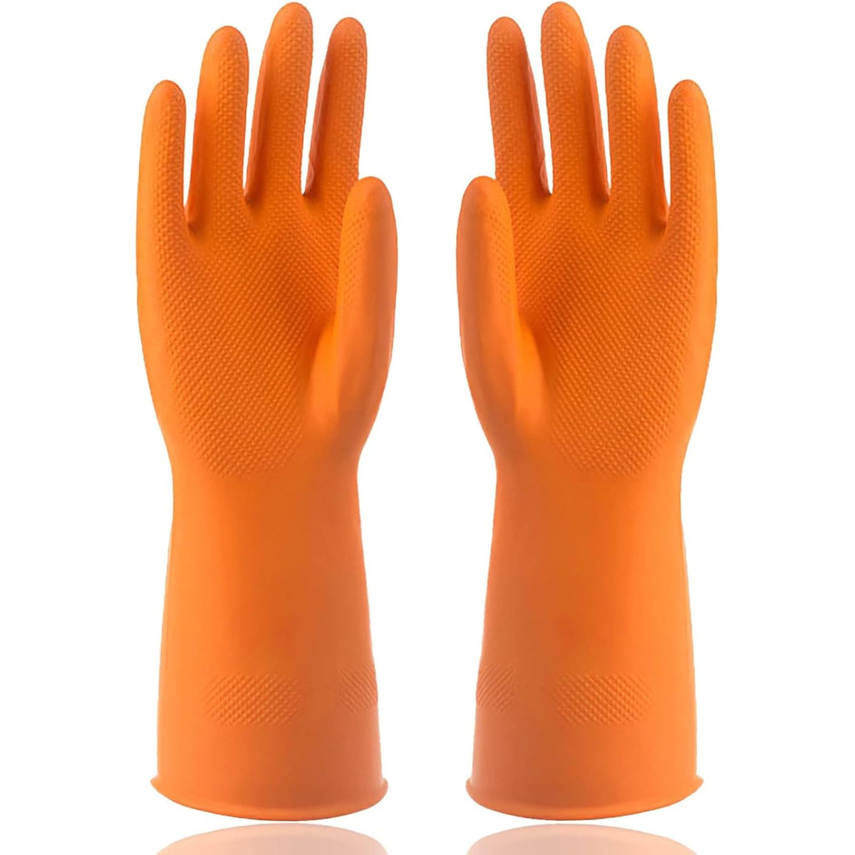 Rubber Cleaning Gloves | Reusable Gloves for Cleaning | Chemicals & Detergents Resistant | Pack of (1) |Heavy Duty Hand Gloves |Hand Gloves for Dish Washing, Gardening & Cleaning (Orange)