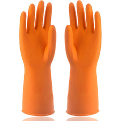 Rubber Cleaning Gloves | Reusable Gloves for Cleaning | Chemicals & Detergents Resistant | Pack of (1) |Heavy Duty Hand Gloves |Hand Gloves for Dish Washing, Gardening & Cleaning (Orange)
