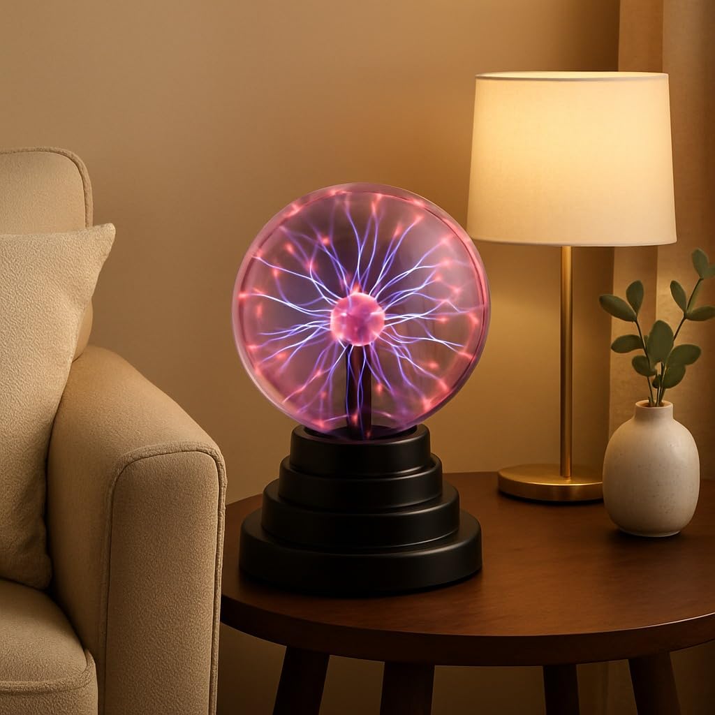 Plasma Ball/Light/Lamp, Static Electricity Globe Electric Lightning Ball, Touch Sensitive, USB Powered, Amazing Gift for Parties, Birthday and Holiday, 3 Inch
