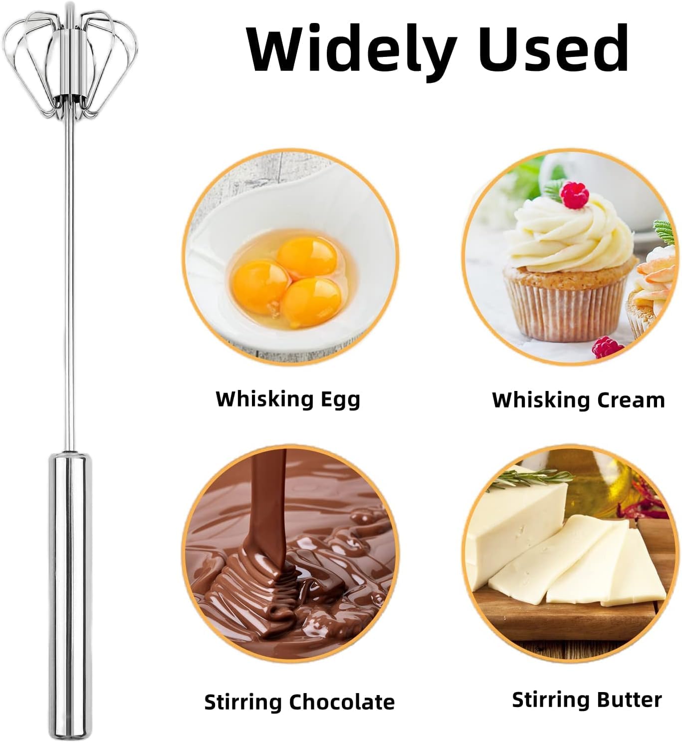 Kitchen Manual Hand Blender Automatic Egg Beater & Stirring Stainless Steel Rotating Push Whisks Mixer For Kitchen Baking/Lassi/Butter Milk Frother/Cream/Madhani/Coffee/Cake Mixing/Restaurant