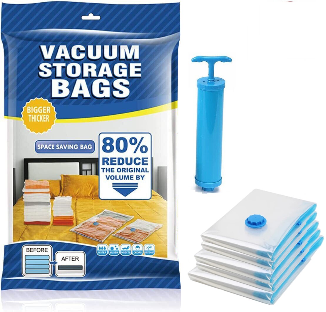 Vacuum Packing Bags Storage Ziplock Space Saver Reusable Travel Bag For Clothes, Blankets, Bedding, Comforter, Pillows Could Save Your Space(Pack of 5)