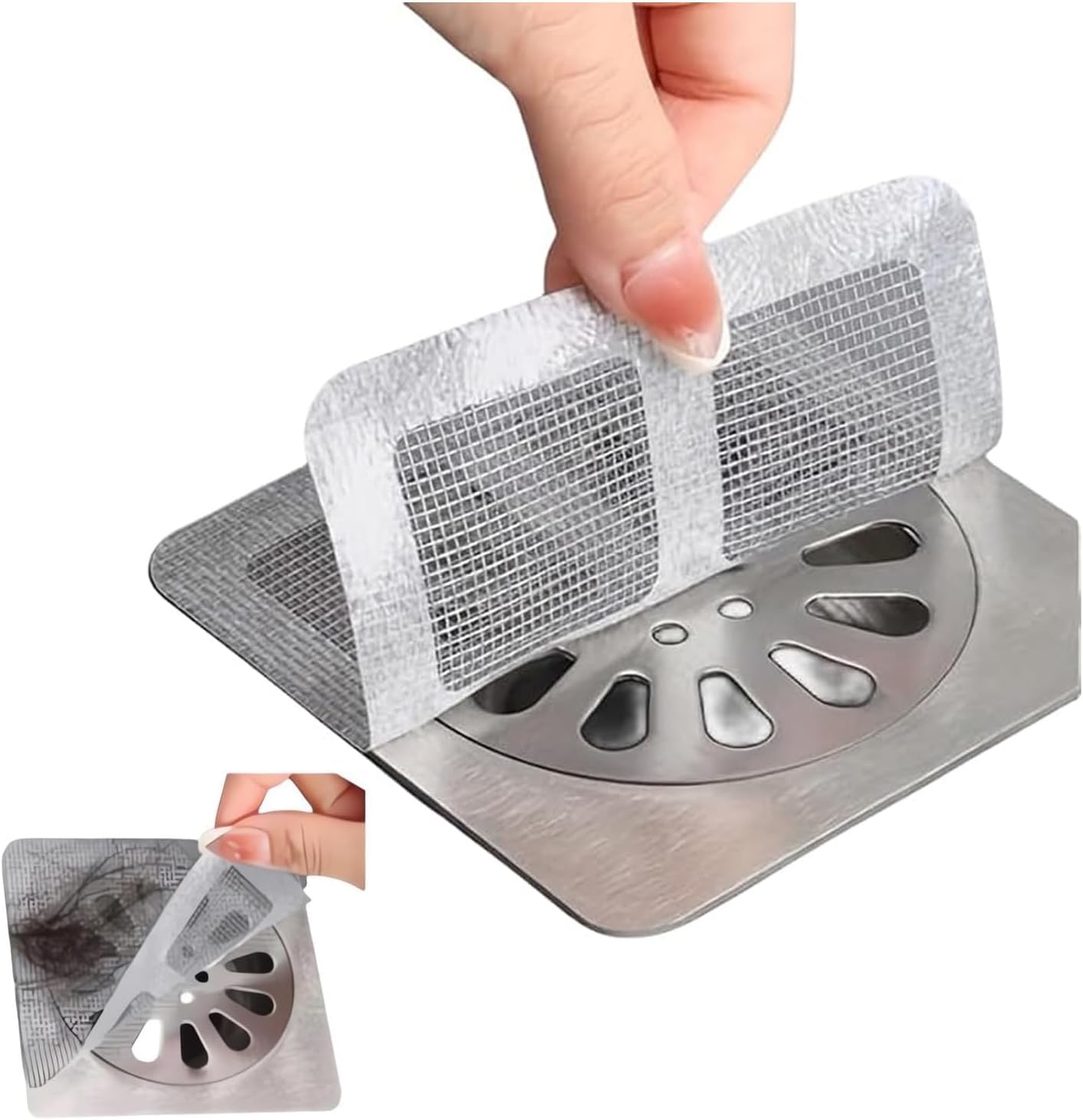 Disposable Shower Drain Hair Catcher, Drain Hair Catcher Waterproof Mesh Stickers for Bathroom Accessories, Apartment Essentials for Kitchen, Sink, Bathtub (10 pcs)