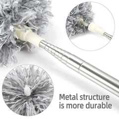 Microfiber Feather Duster Bendable & Extendable Fan Cleaning Duster with 100 inches Expandable Pole Handle Washable Duster for High Ceiling Fans,Window Blinds, Furniture