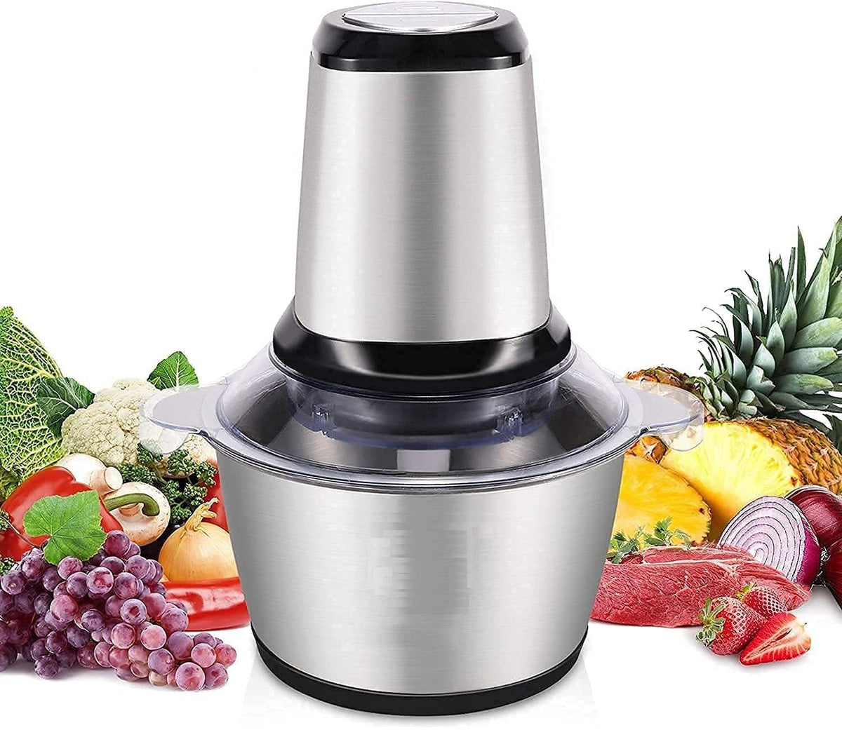 Stainless Steel Electric Meat Grinders with Bowl for Heavy Kitchen Food Chopper(2 Liter)
