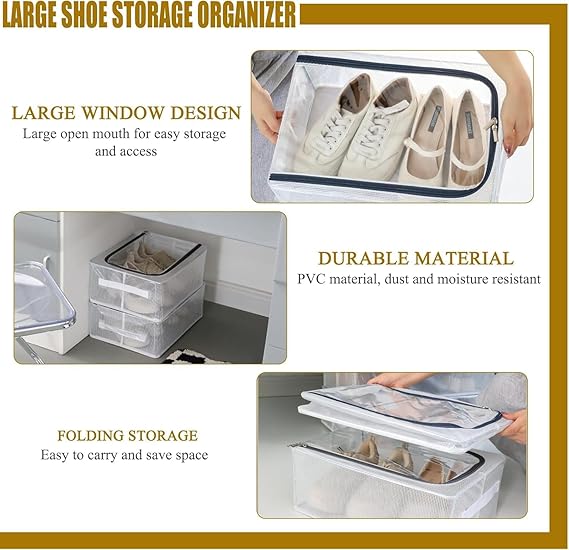 Multifunctional Transparent Shoe box Large capacity Stackable under the bed Shoes Storage box Bedroom Living room Storage Foldable Space-saving