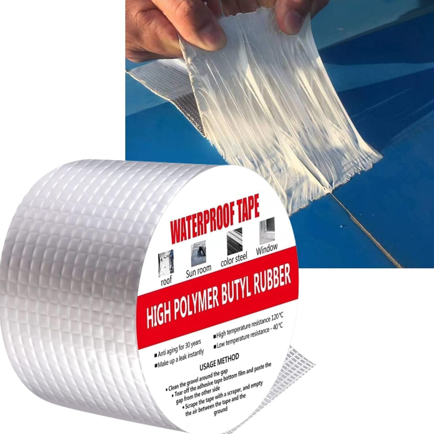 Aluminum Foil Waterproof Leakage Repair Tape for Surface Crack, Roof, Pipe Strong Adhesive Sealing Butyl Rubber Tape (2 inch, 5cm)