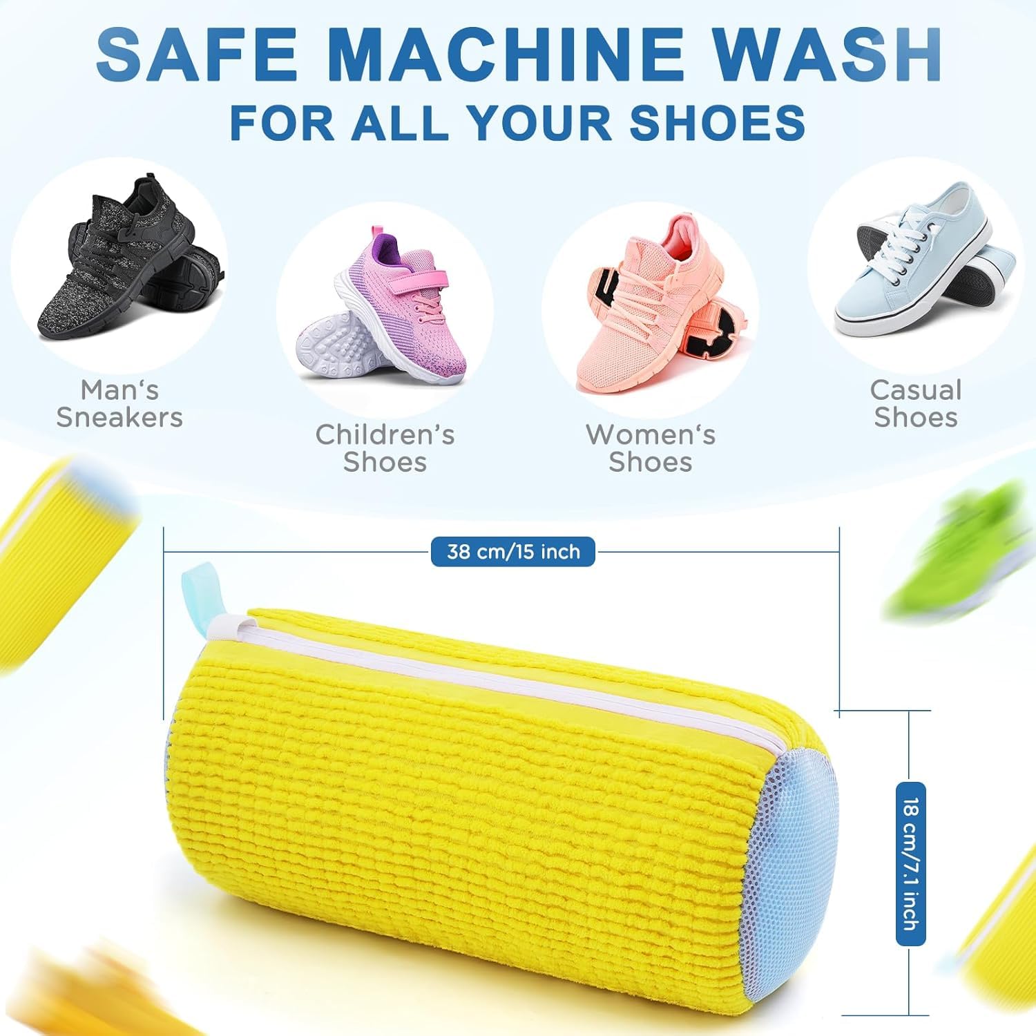 Shoe washing machine bag, Laundry shoe pouch for washer and dryer, Reusable and Durable Zipper Plush Washing Machine Bag for Sneakers, Delicates and Toys
